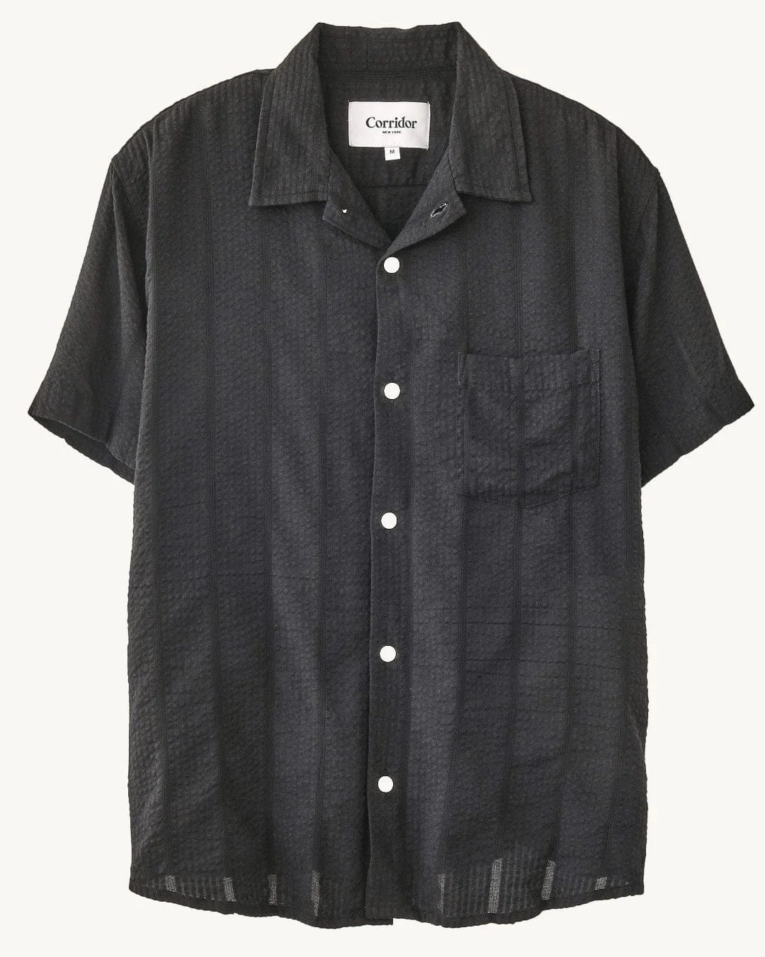 STRIPED SEERSUCKER SS - BLACK - 1