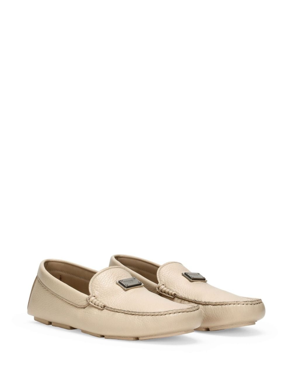 logo-plaque leather loafers - 2