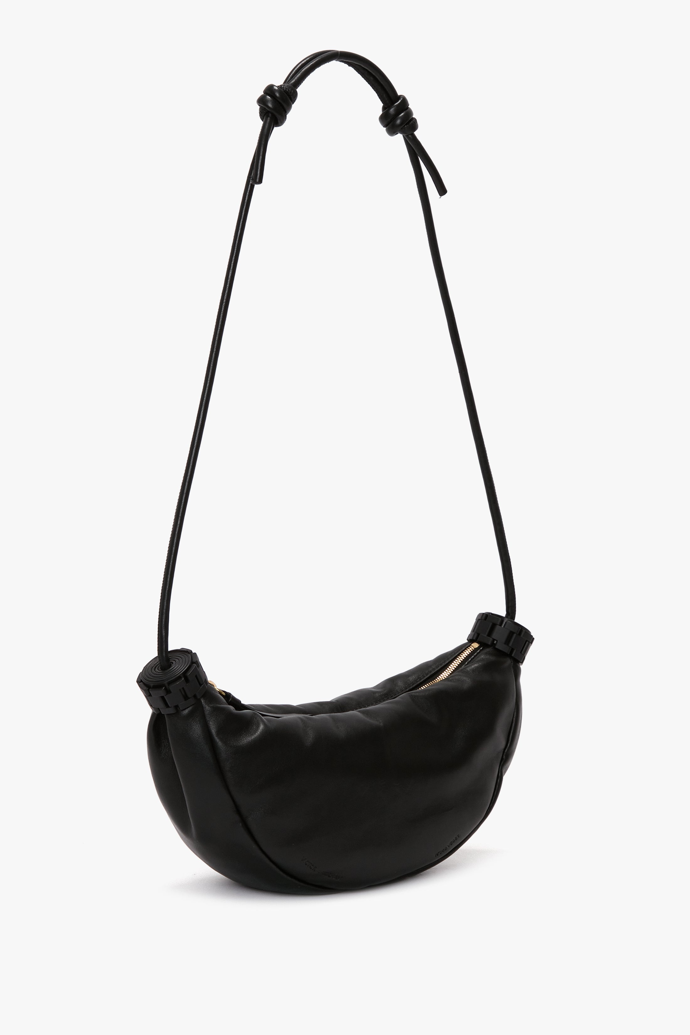 Puffy Half Moon Shoulder Bag In Black Leather - 4
