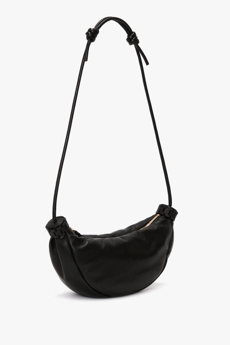 Puffy Half Moon Shoulder Bag In Black Leather 4