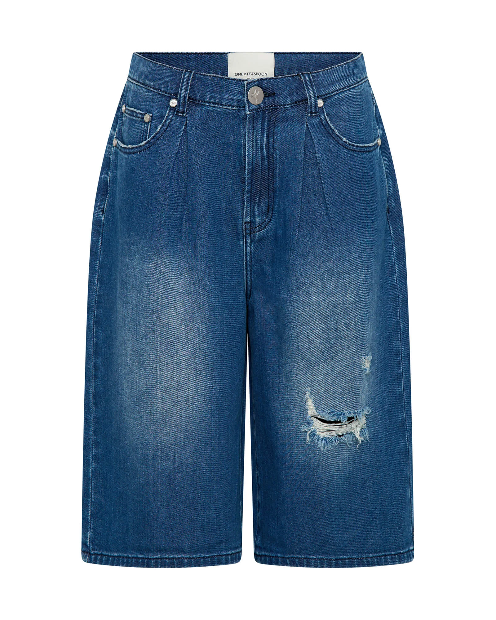 Beastie Low Waist Wide Leg Denim Jorts - Rosewood - 1
