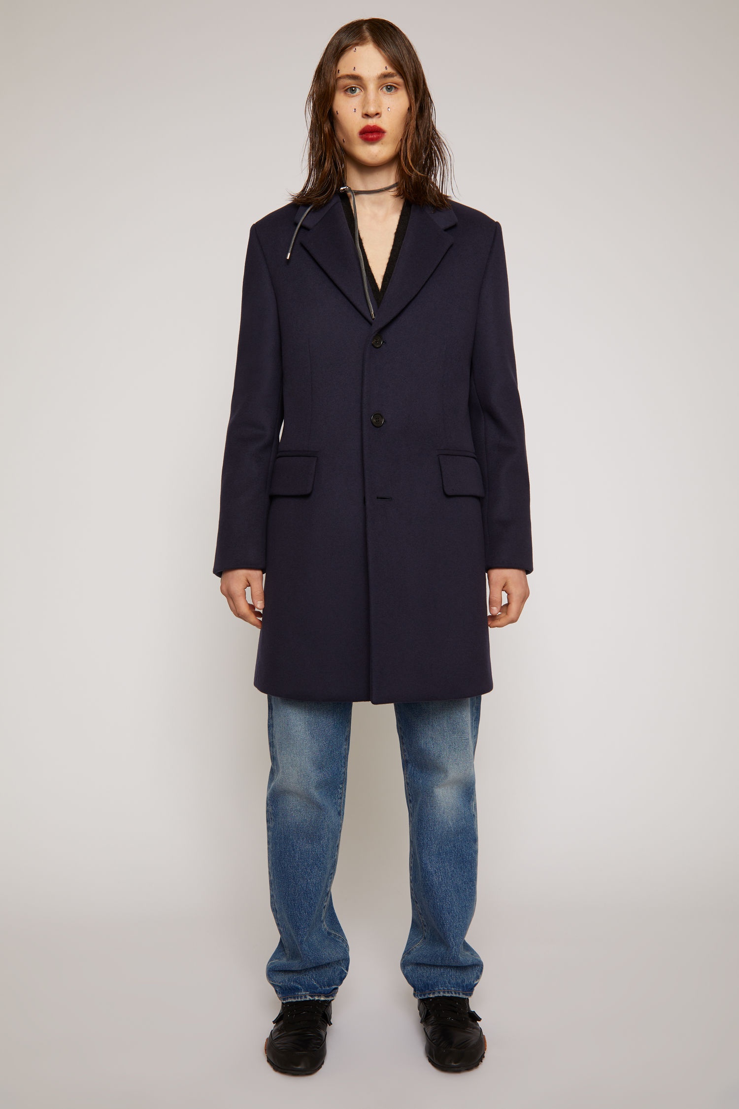 Wool-blend coat navy blue - 2