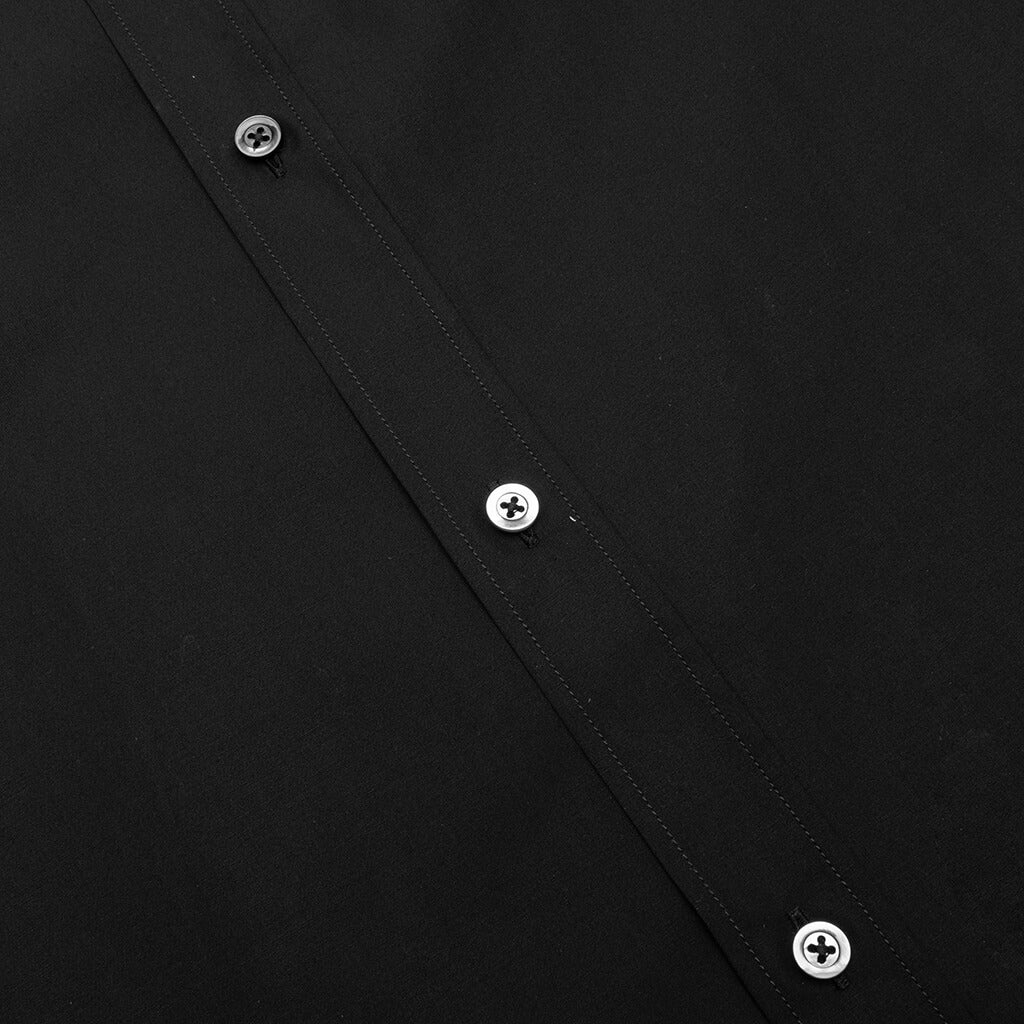 POINT COLLAR SHORT SLEEVE SHIRT - BLACK - 4