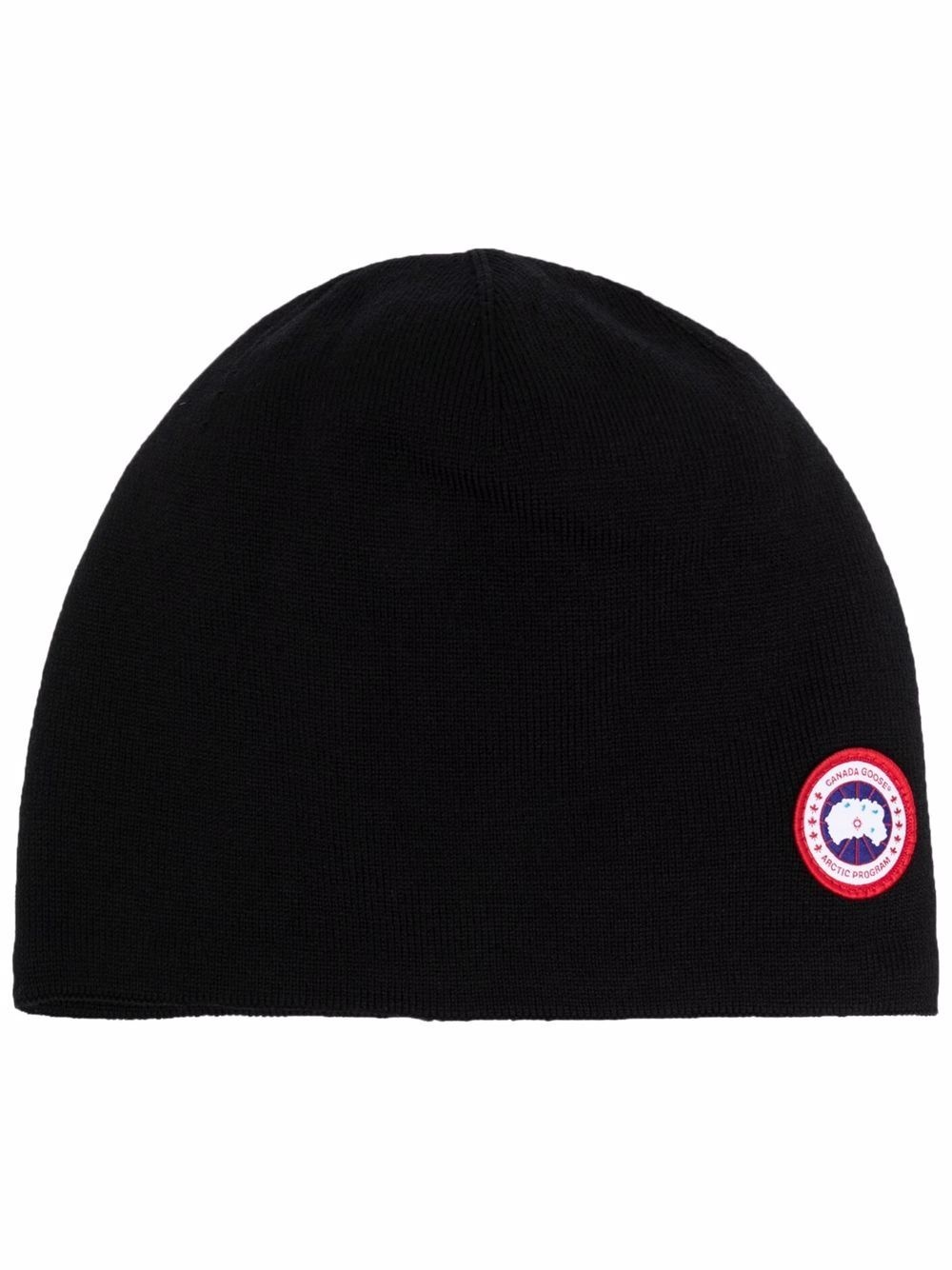 logo patch knitted beanie - 1