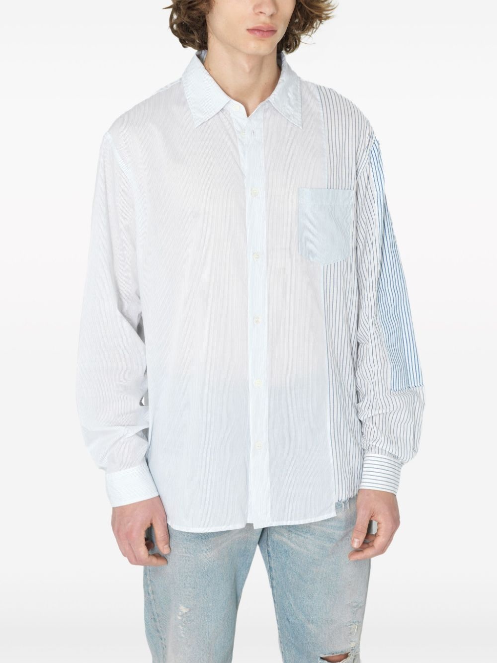 multi-stripe panelled shirt - 5