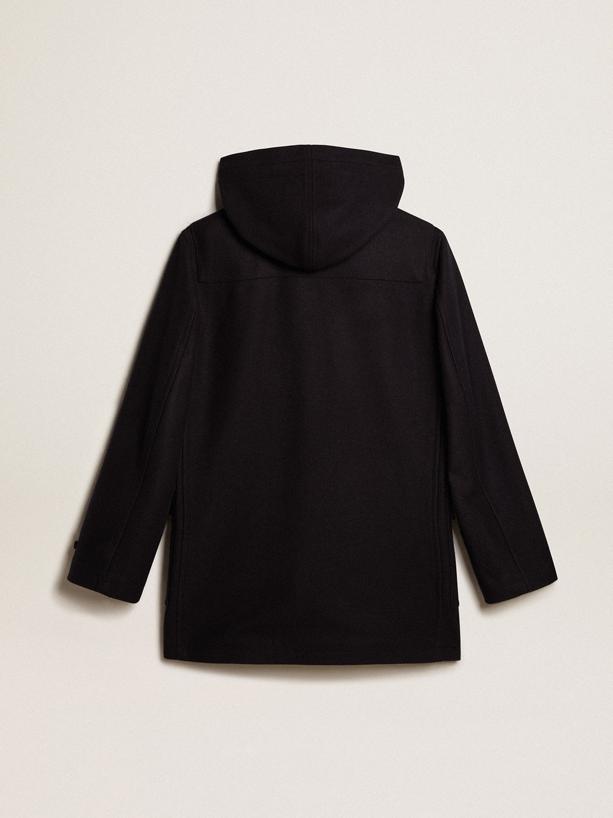 Dark blue wool duffle coat with hood and toggle fastening - 6