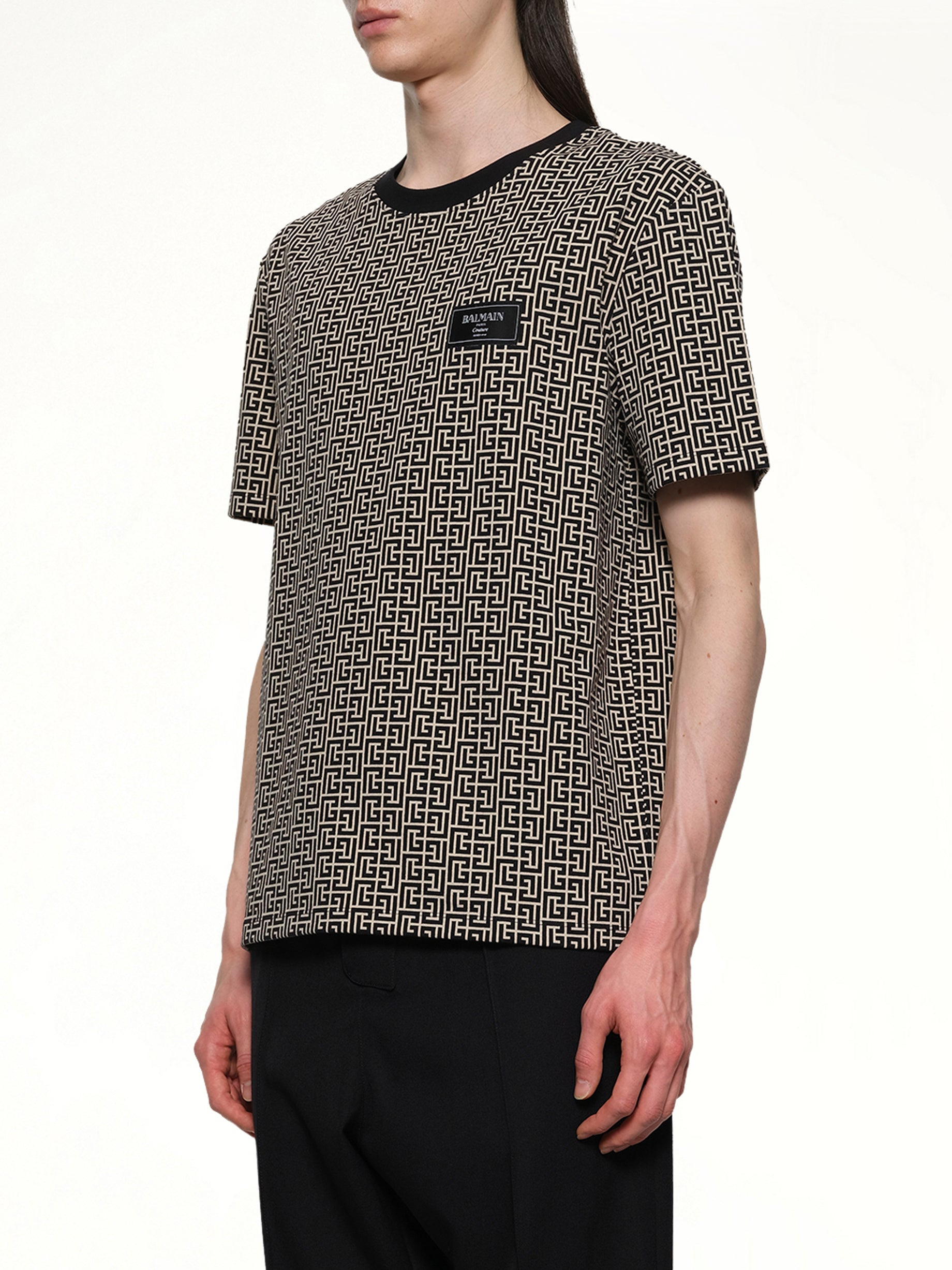 Monogram Couture Label Regular T-Shirt in Ivory/Black - 3