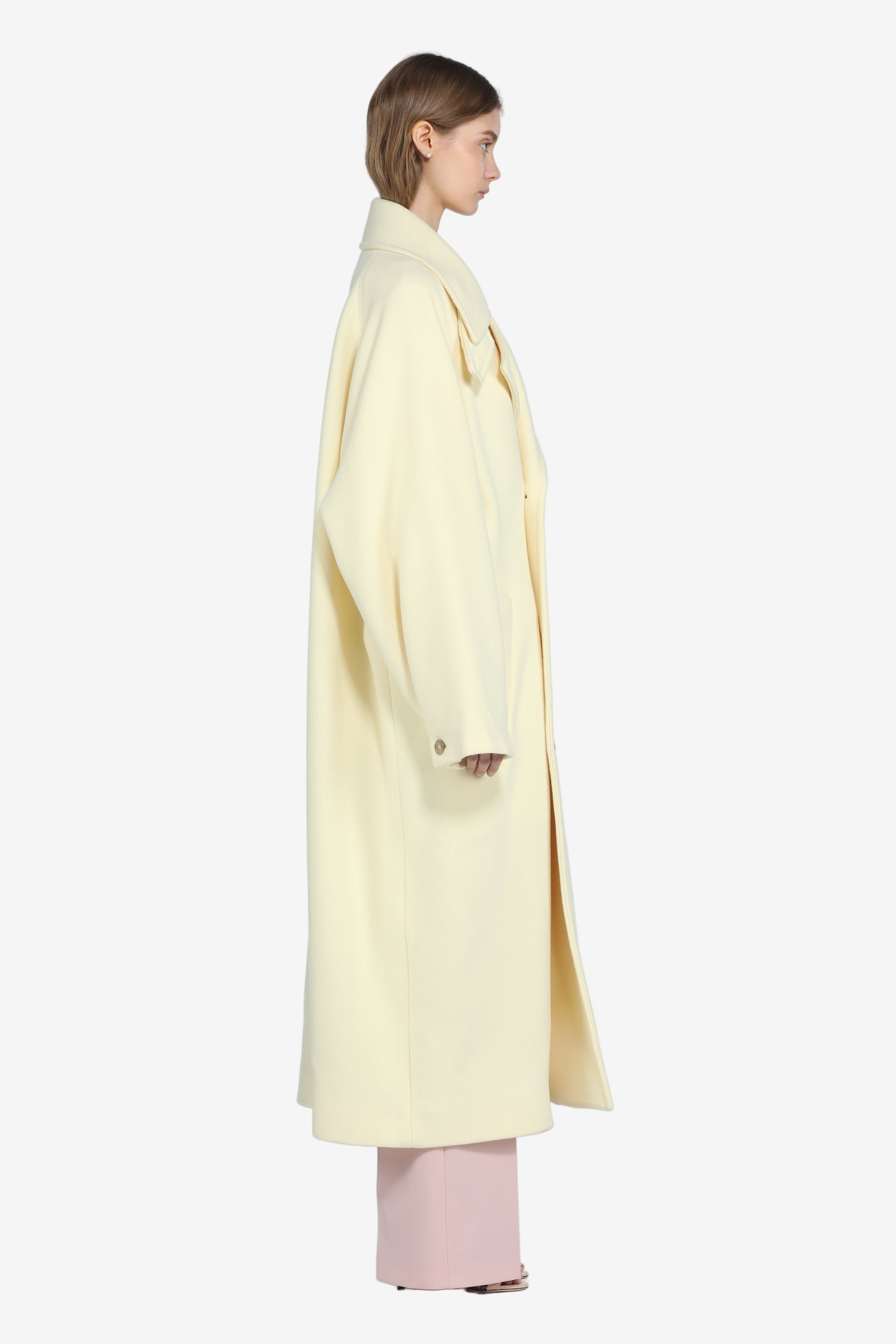 LONG CLOTH COAT WITH WIDE LAPELS - 3