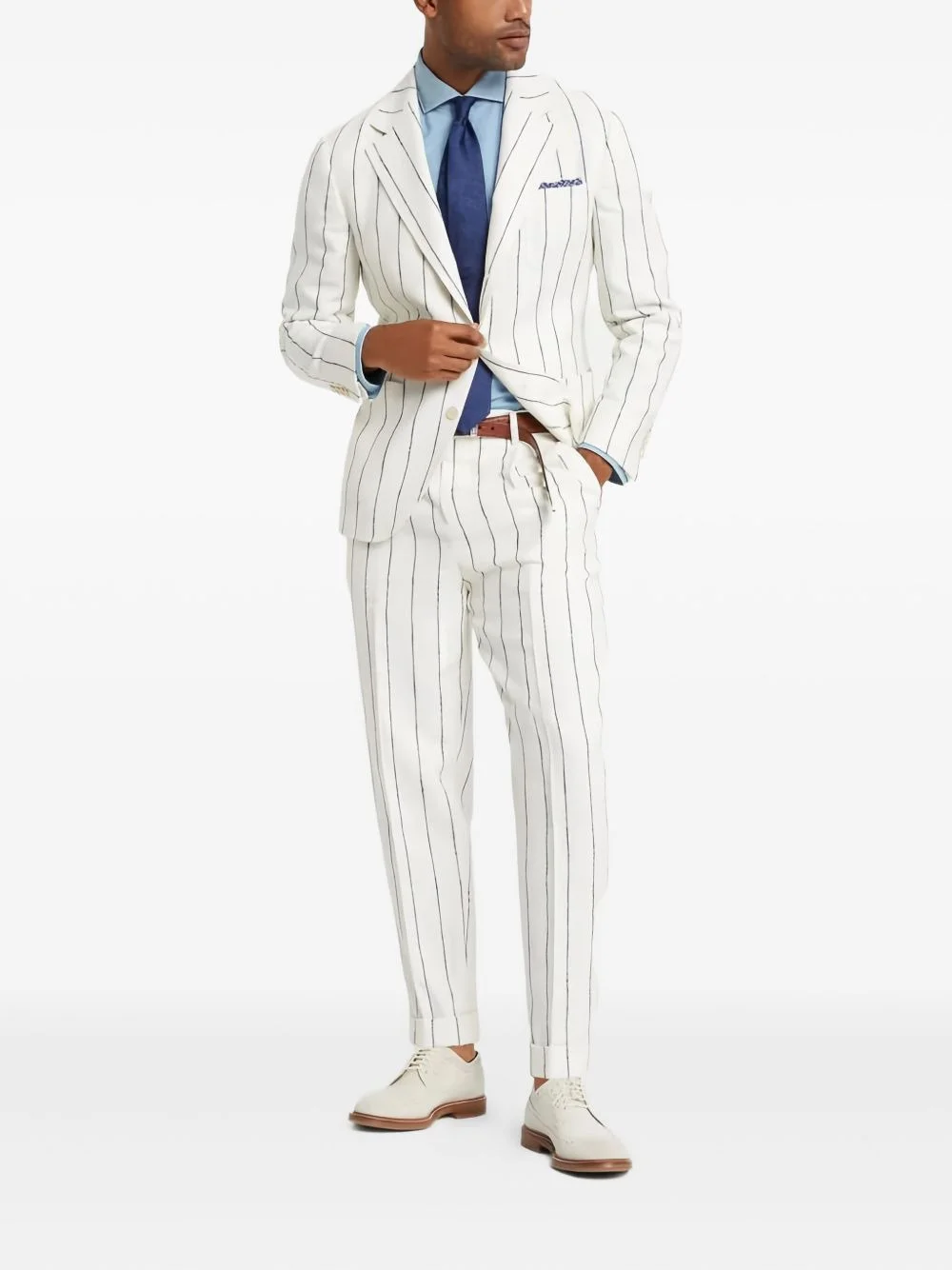pinstripe-print linen suit - 1