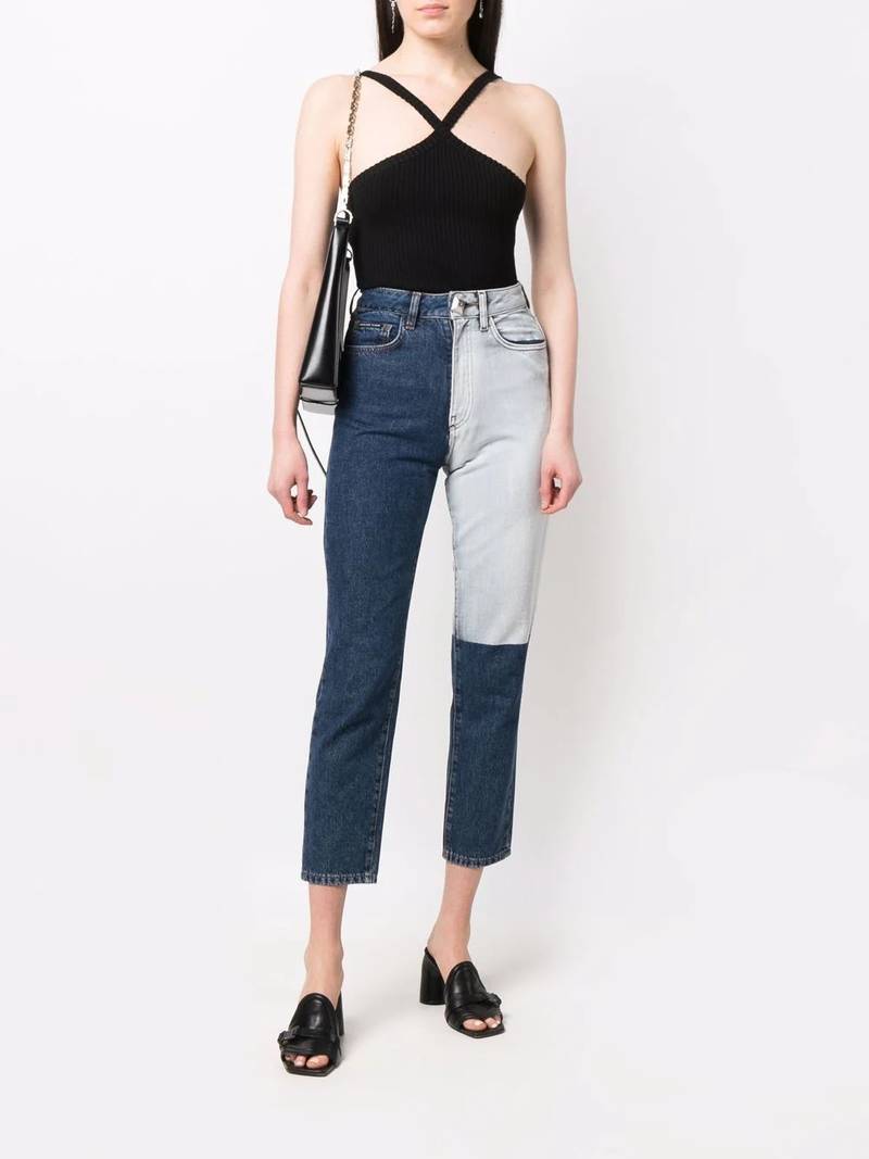 PHILIPP PLEIN two tone patch jeans outlook