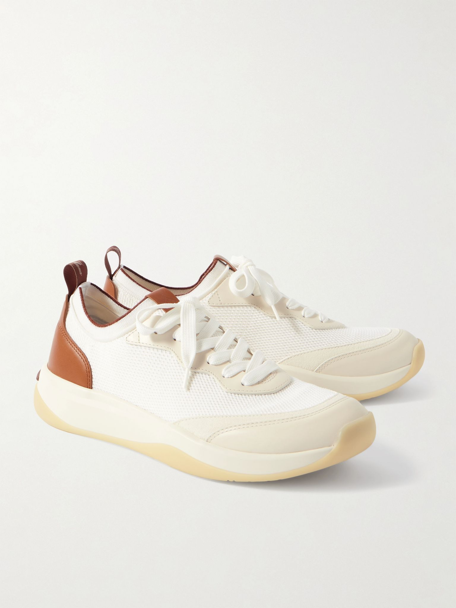 410 LP Walk Leather-Trimmed Wish® Wool Sneakers White - 4