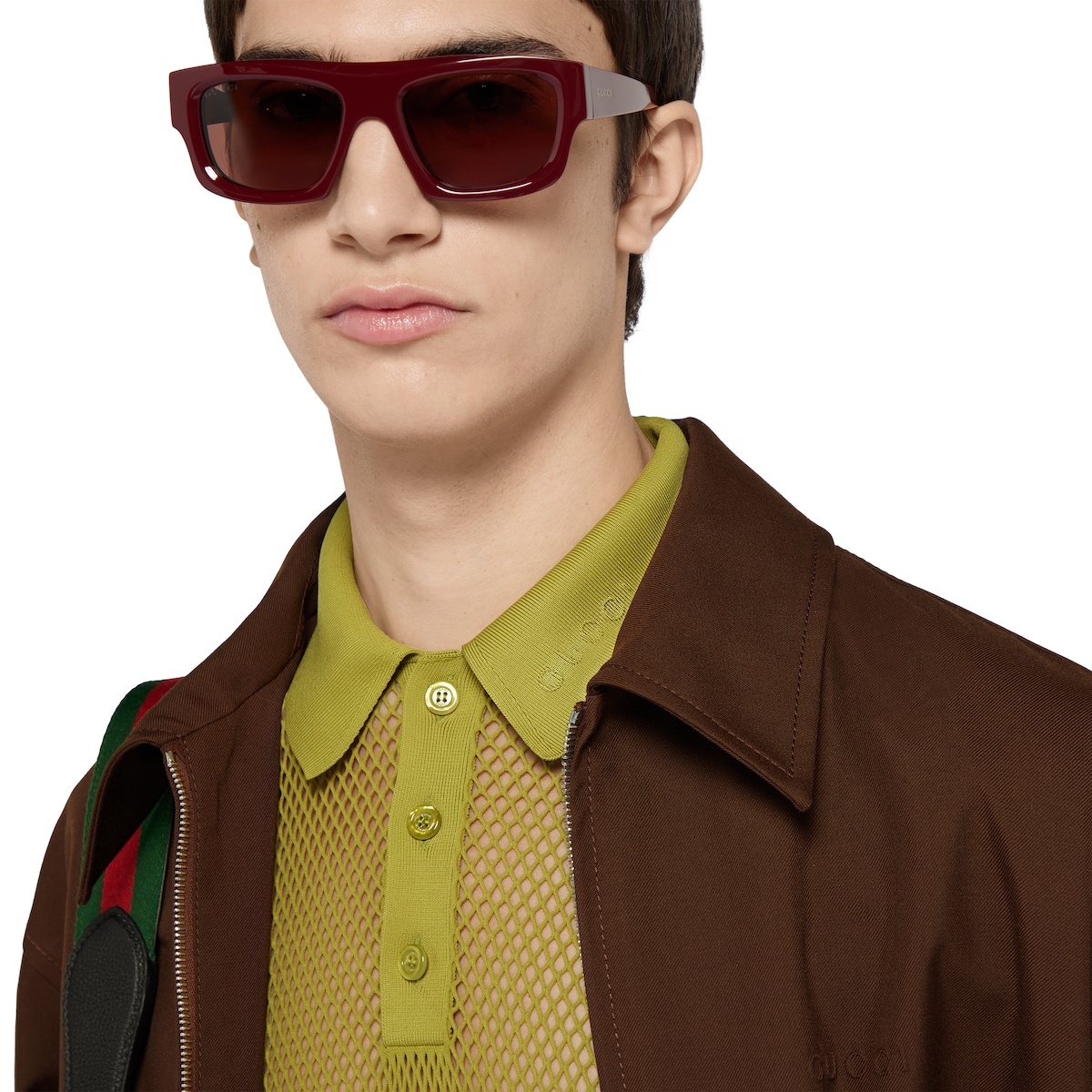 Embossed technical mesh polo top - 5