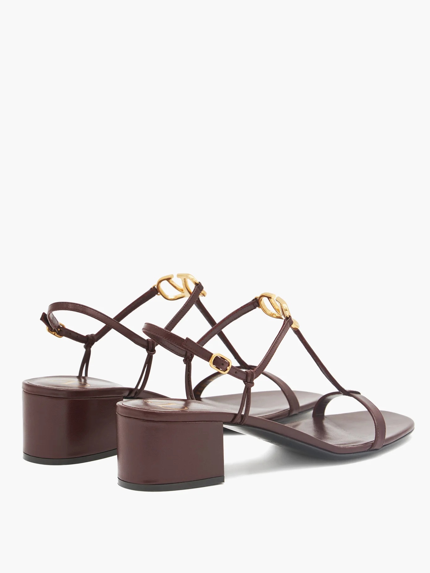 V-logo block-heel leather sandals - 4