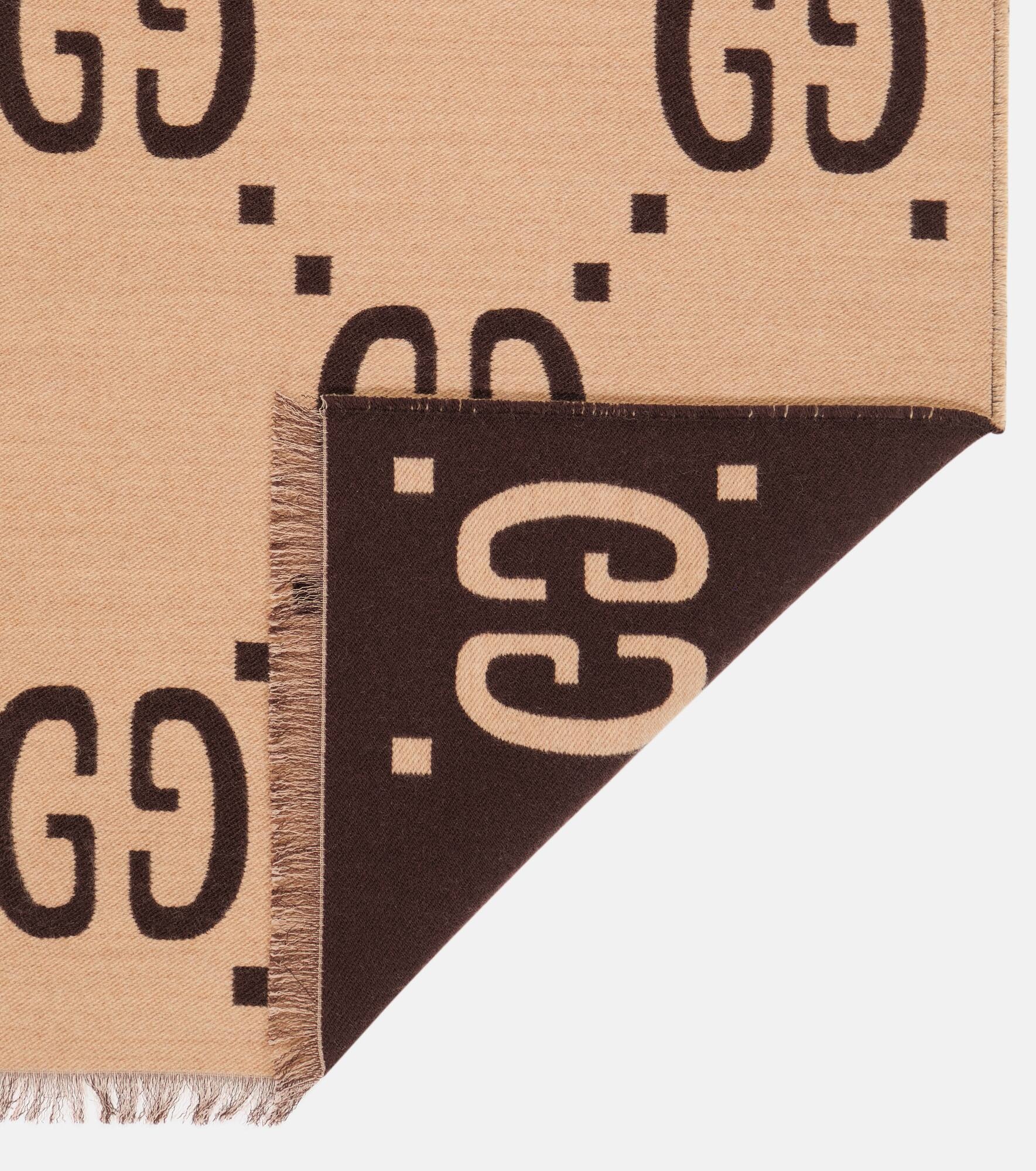 GG jacquard wool and silk scarf - 5