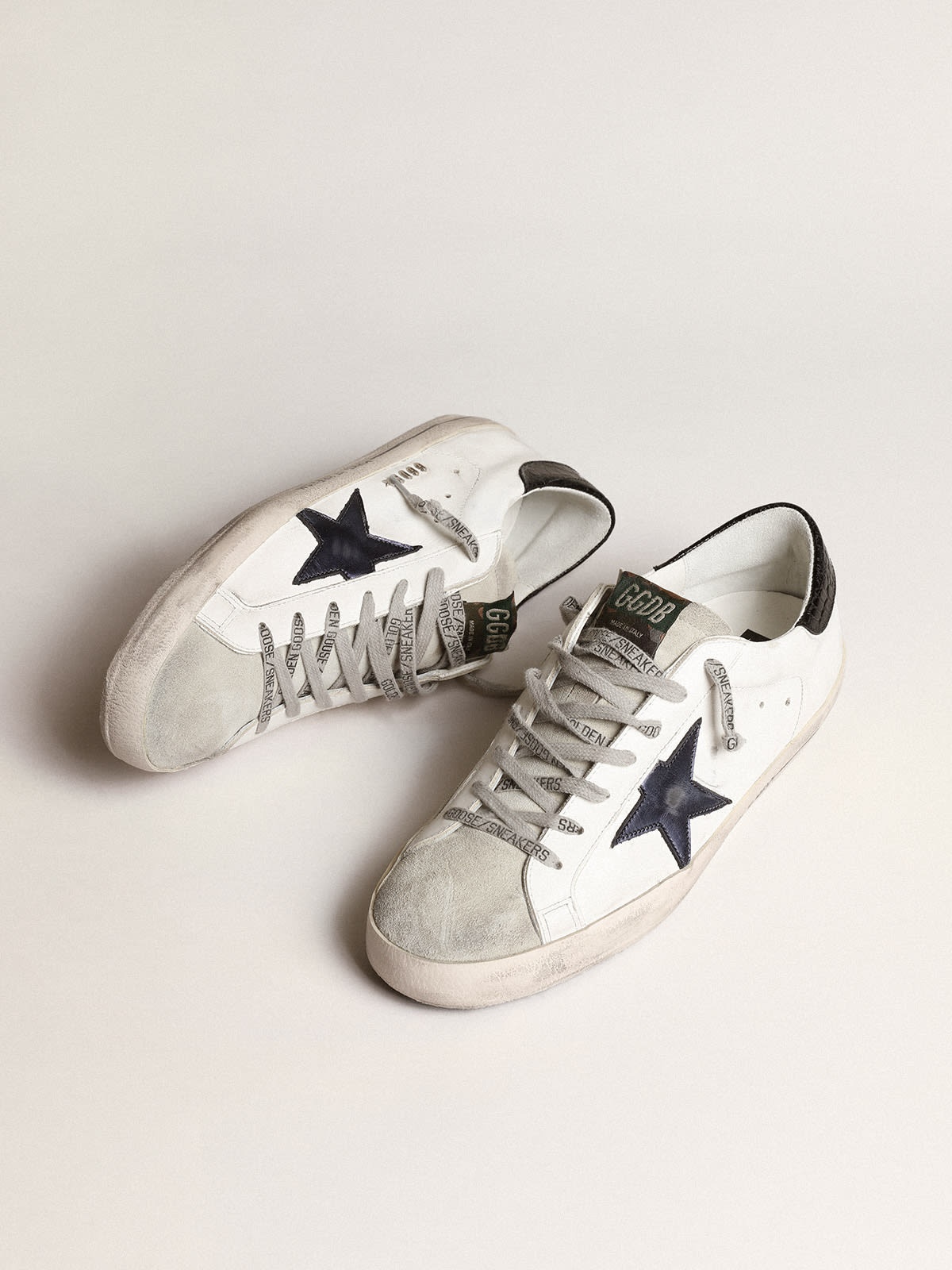 ☆Golden ☆SUPERSTAR SILVER HEEL TAB BLUE STAR SNEAKERS Golden Goose Superstar Printed Grey Star and Cobalt Blue