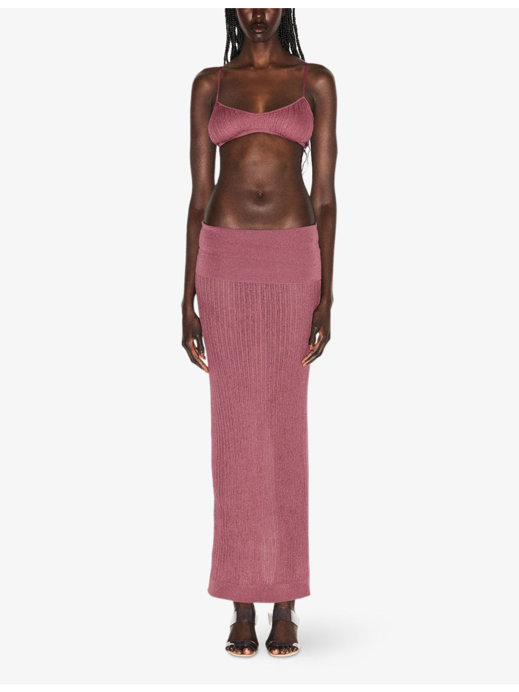 Foldover Sheer Knit Maxi Skirt - 2