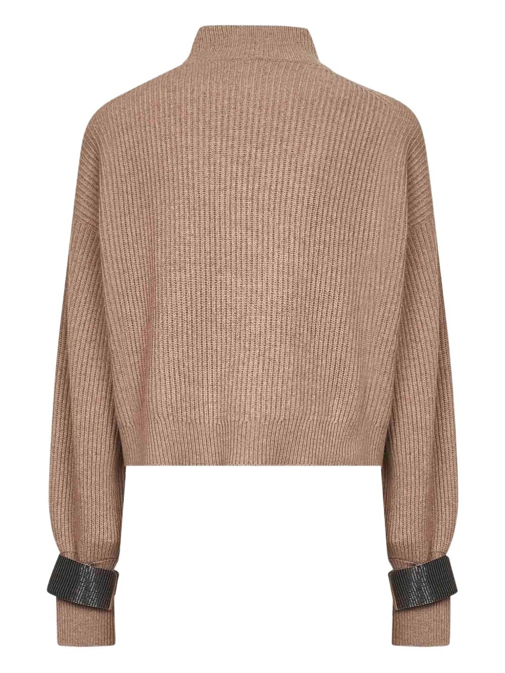 high-neck embellished-cuff sweater - 2
