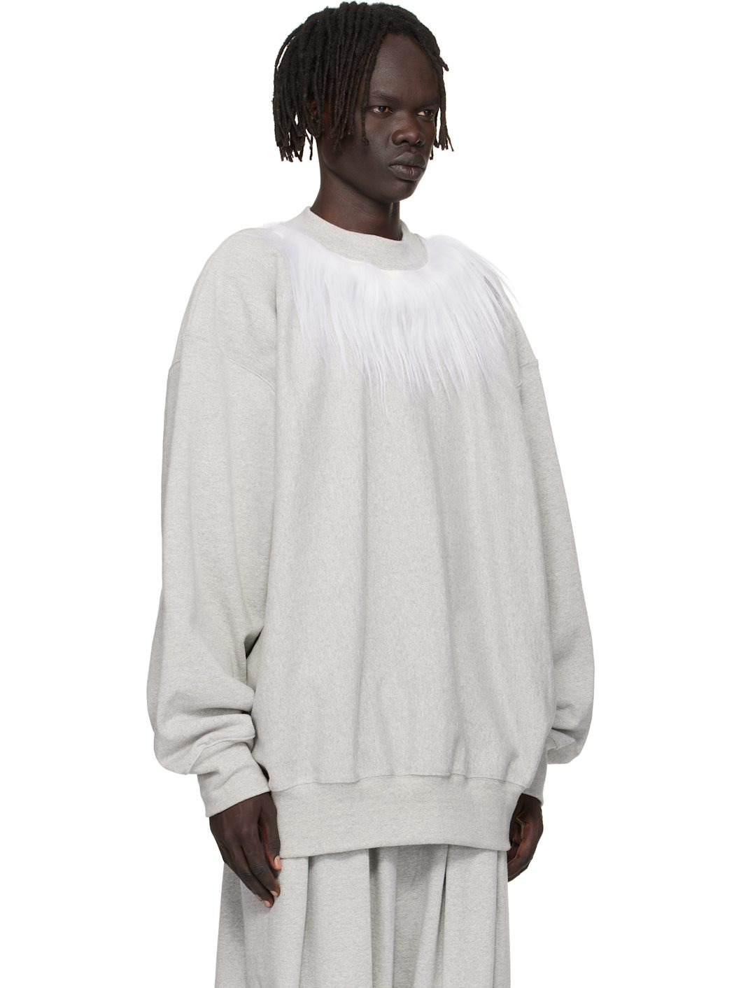 Gray Fur Trim Sweatshirt - 2