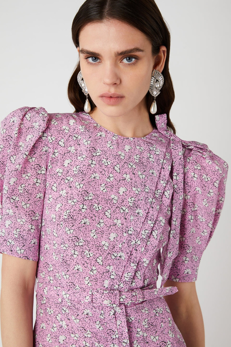 CLOVER PRINT SILK DRESS WITH BELT 6