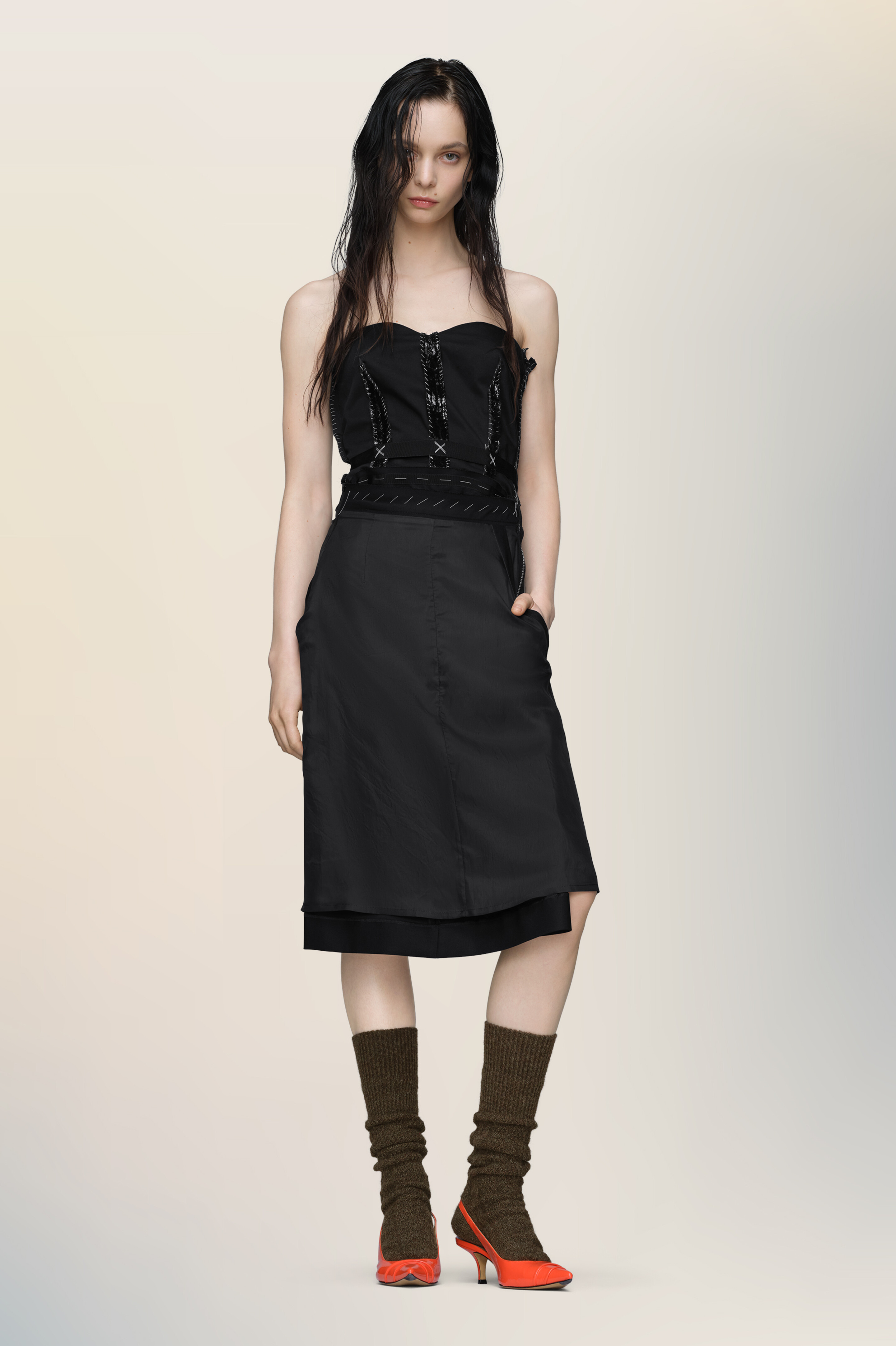 Strapless midi dress - 1