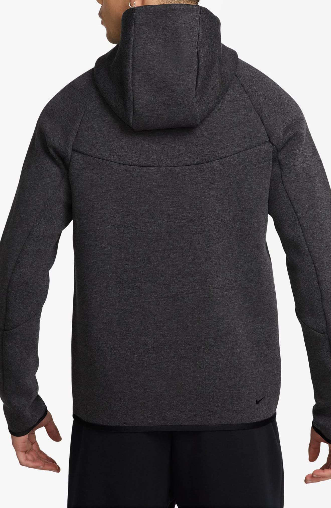 Nike Tech Windrunner Zip Hoodie in Black Heather /Black at Nordstrom - 2