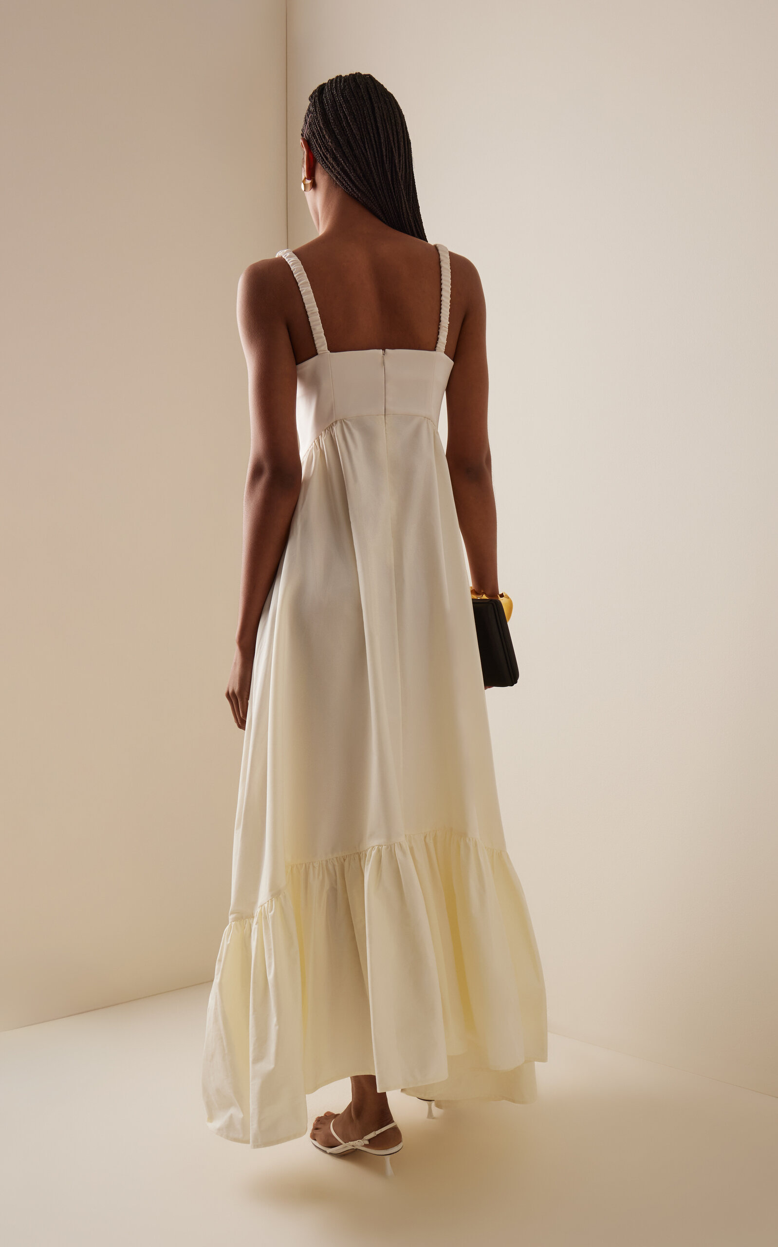 Snowdrop Asymmetric Cotton-Blend Maxi Dress white - 4