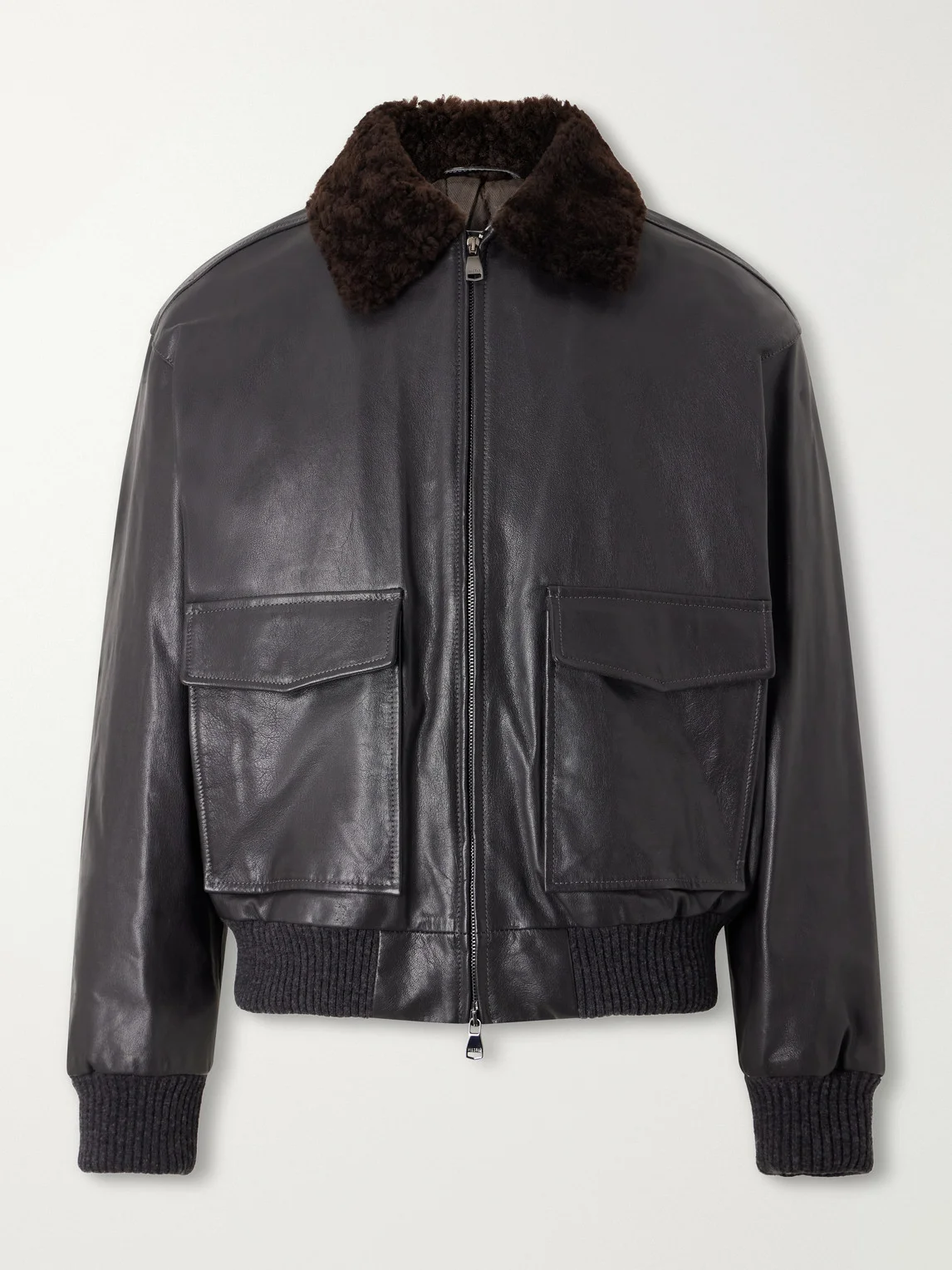 Smith Shearling-Trimmed Full-Grain Leather Jacket - 1