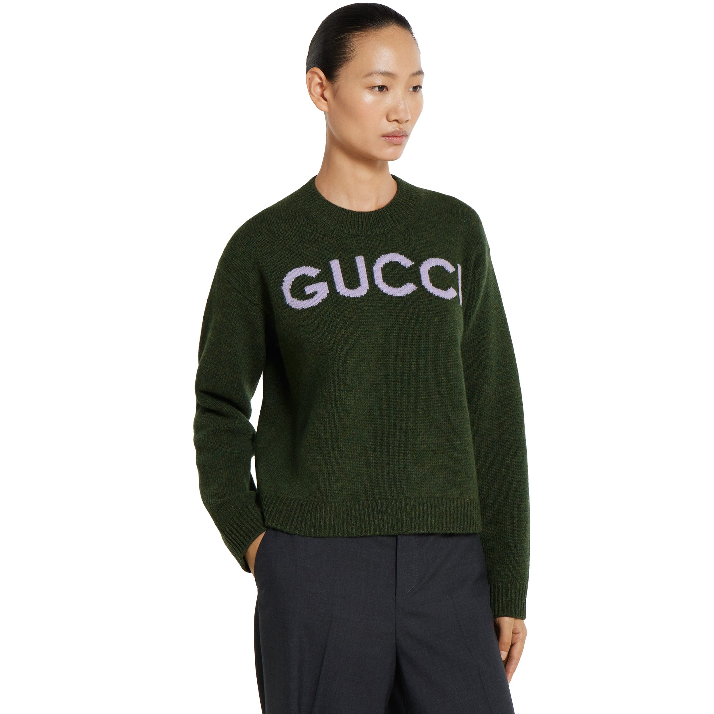 Wool top with Gucci intarsia - 3