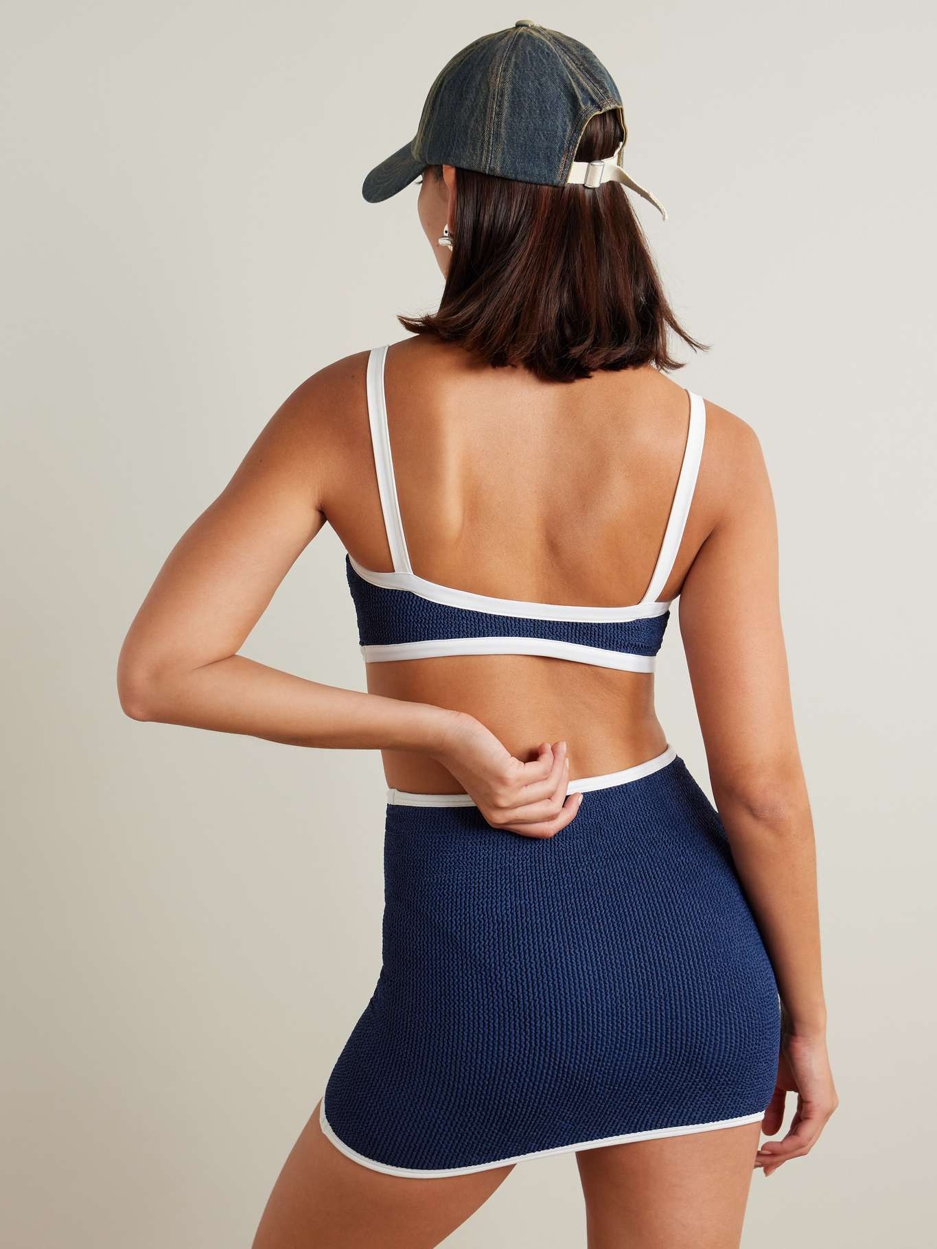 Seersucker mini skirt Navy - 3