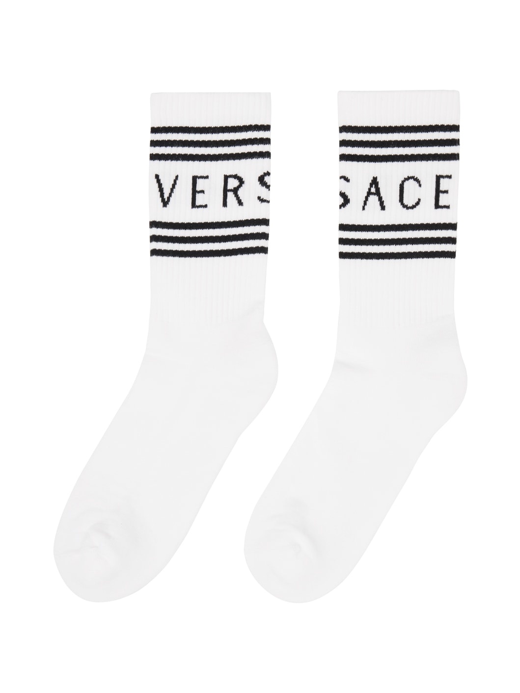 White & Black '90s Vintage Logo Socks - 2