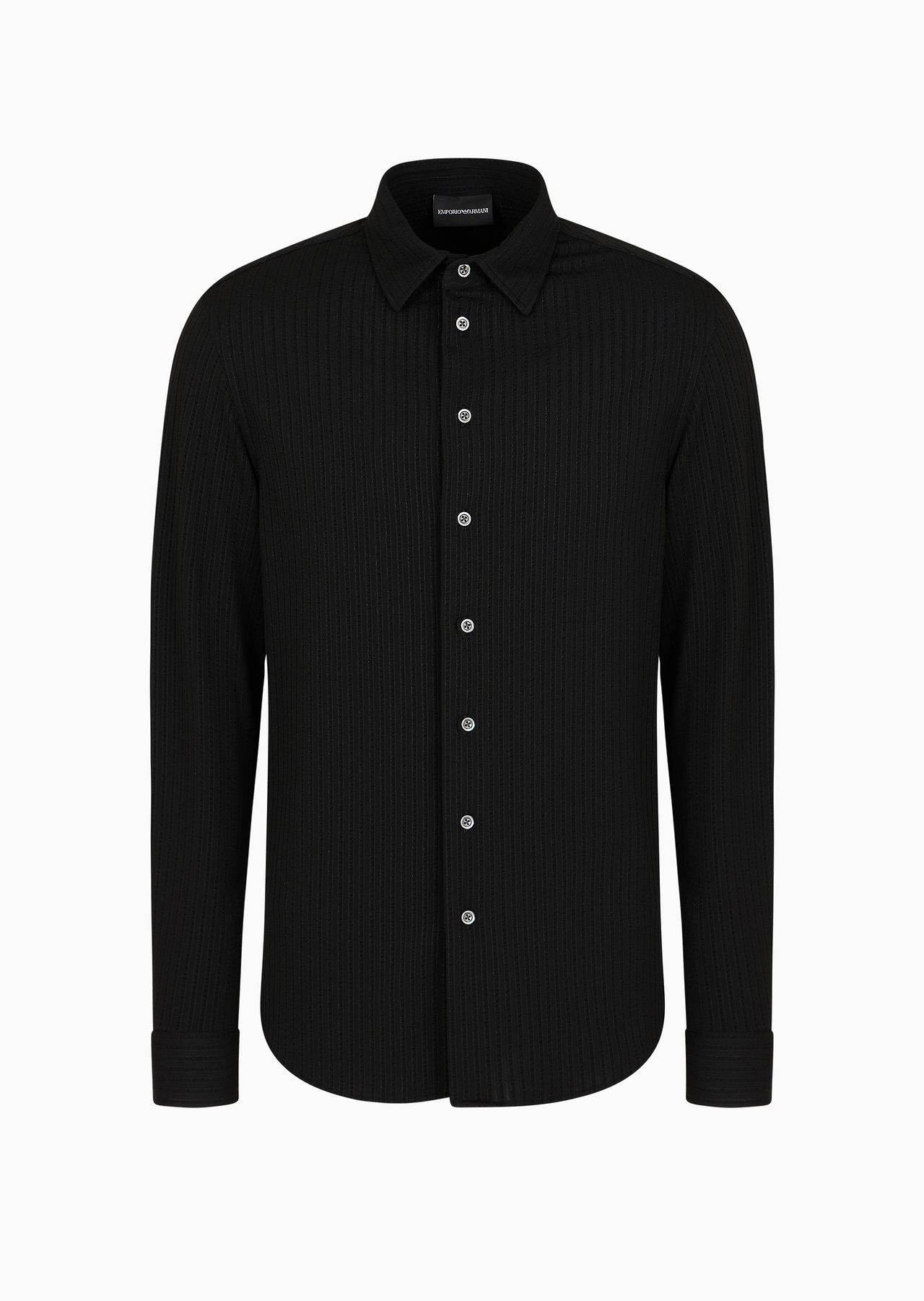 Classic-collar shirt in stretch fabric with an embossed motif - 1