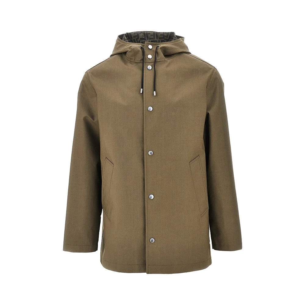Fendi Cotton-blend Hooded Coat Green Men - 1