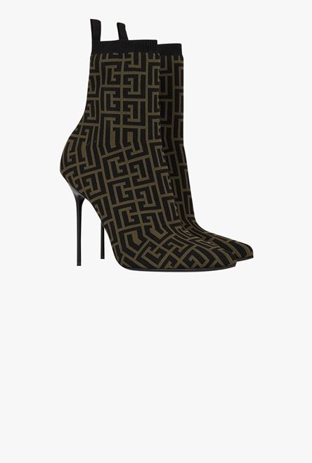 Bicolor stretch knit Skye ankle boots with Balmain monogram - 2