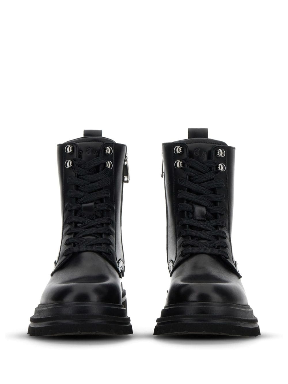 leather combat ankle boots - 5