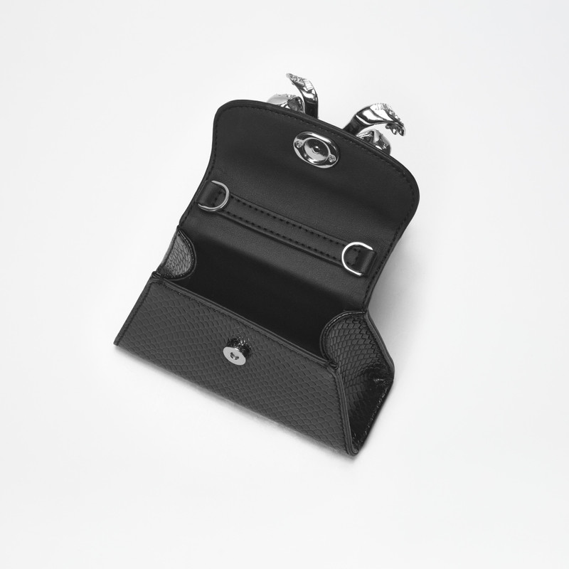 self-portrait Black Python Diamante Bow Micro Bag outlook