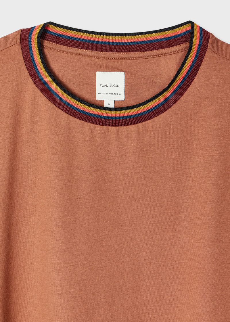 Paul Smith Terracotta 'Artist Stripe' Collar T-Shirt outlook