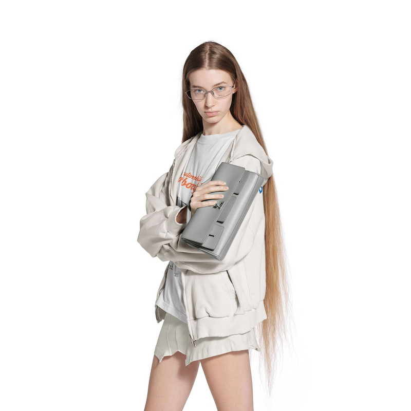 BALENCIAGA Women's Bel Air Clutch On Strap Small  in Cloud Grey outlook