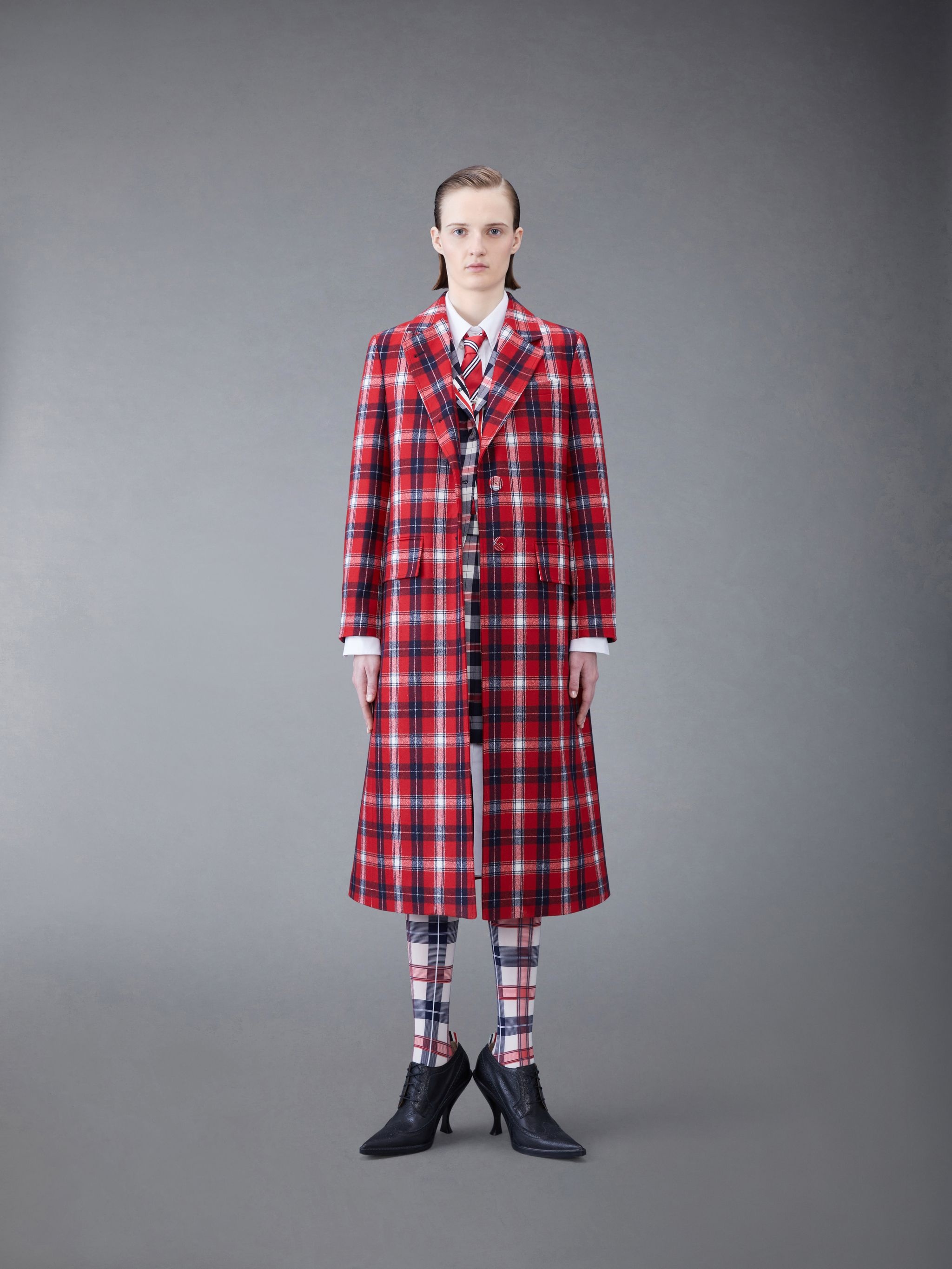 Tartan Flannel Wide Lapel Overcoat - 4