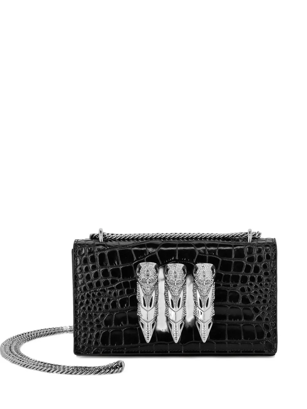 crocodile-print claw clutch - 1