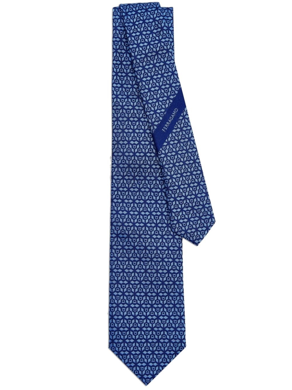 logo-jacquard motif silk tie - 1