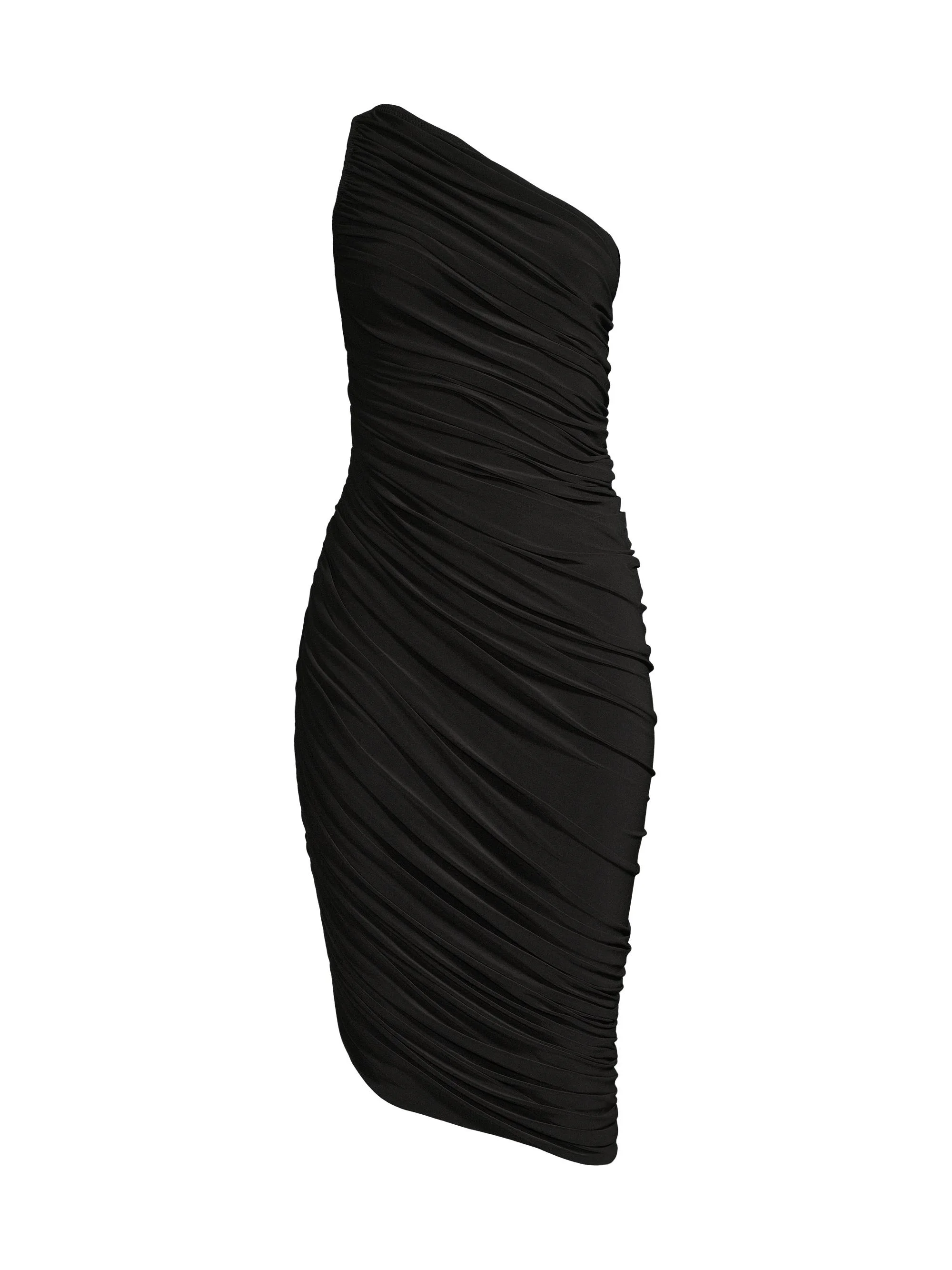 Women's Diana Ruched One-Shoulder Midi-Dress - Black - 1