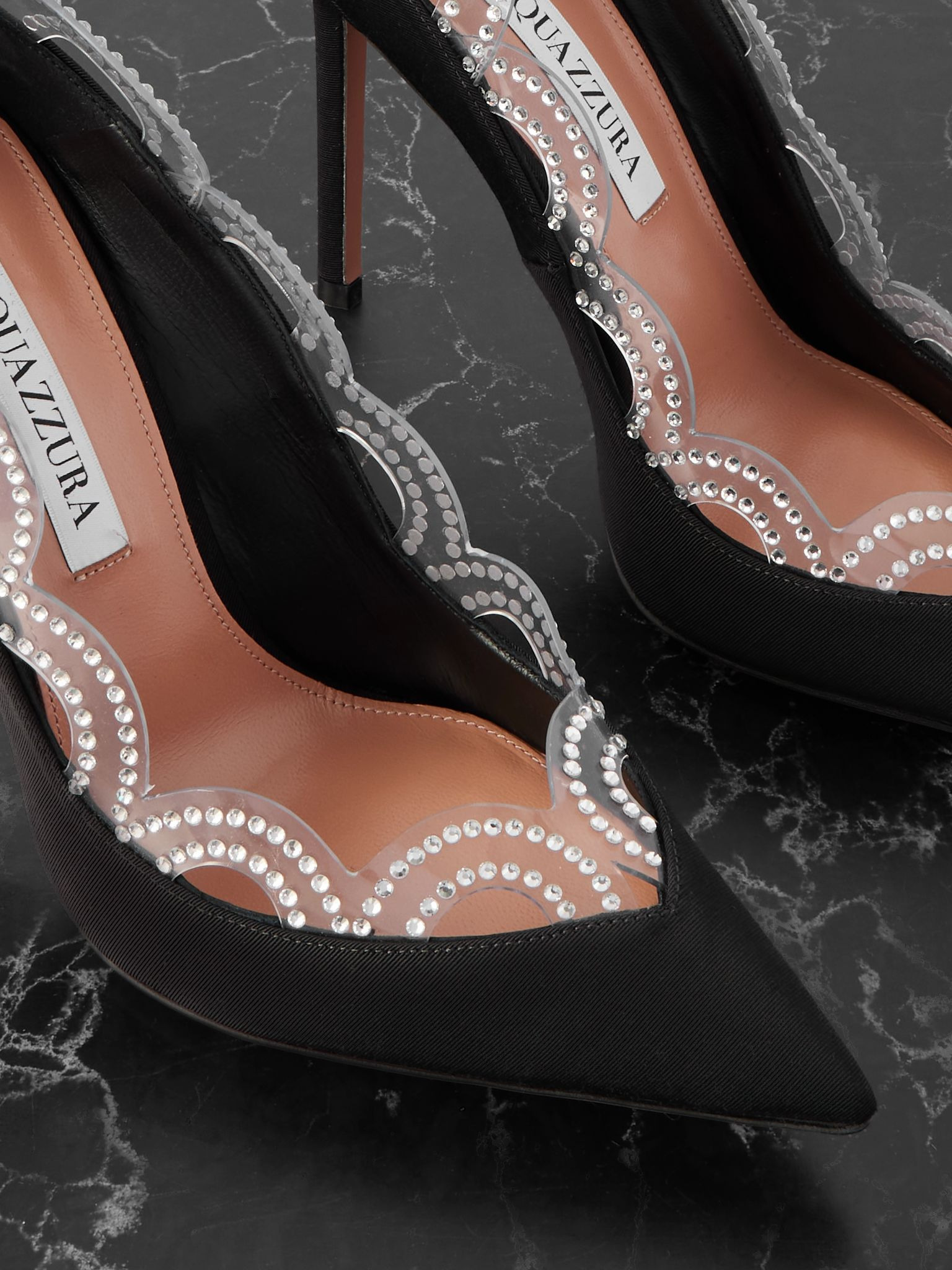 Je T'Aime 105 embellished PVC-trimmed grosgrain pumps Black - 4