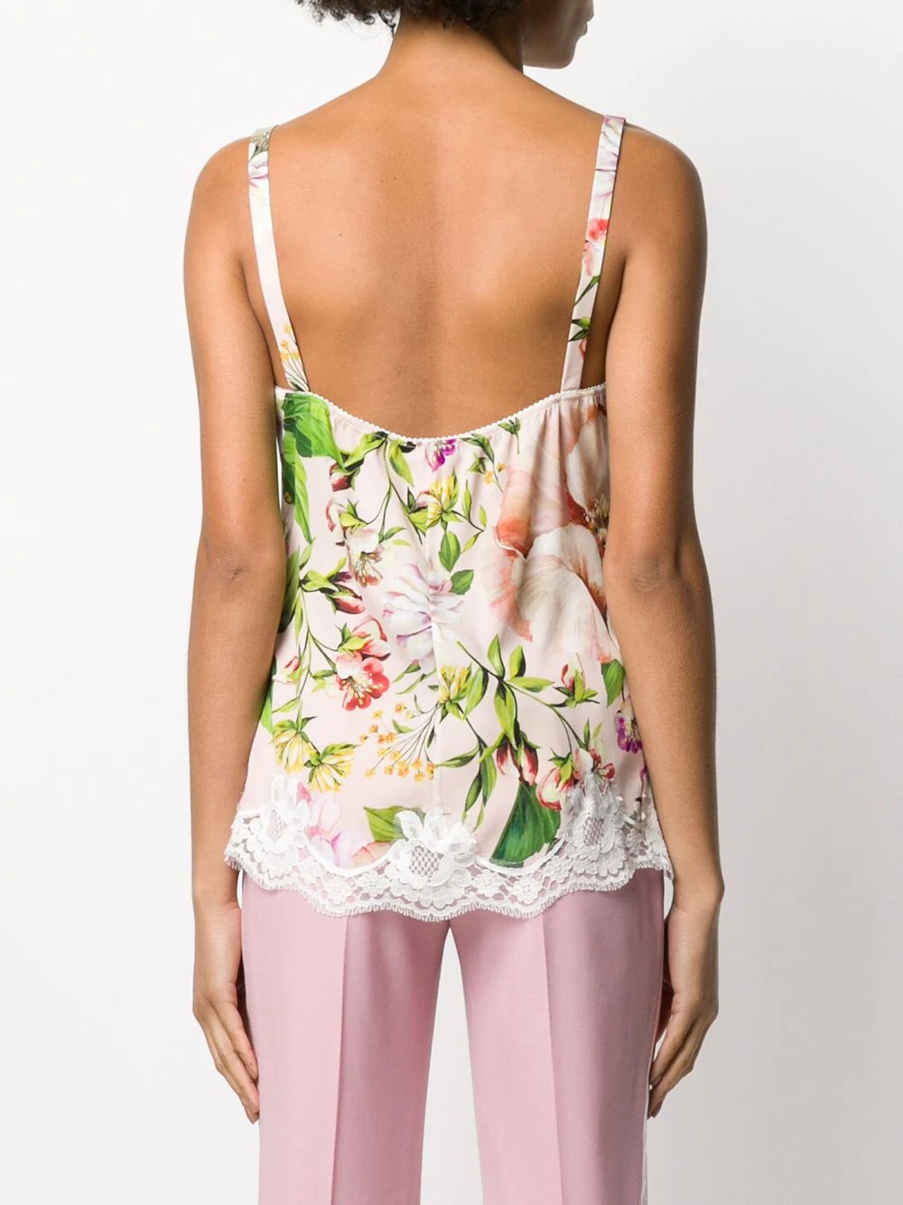 lace trim floral camisole - 4