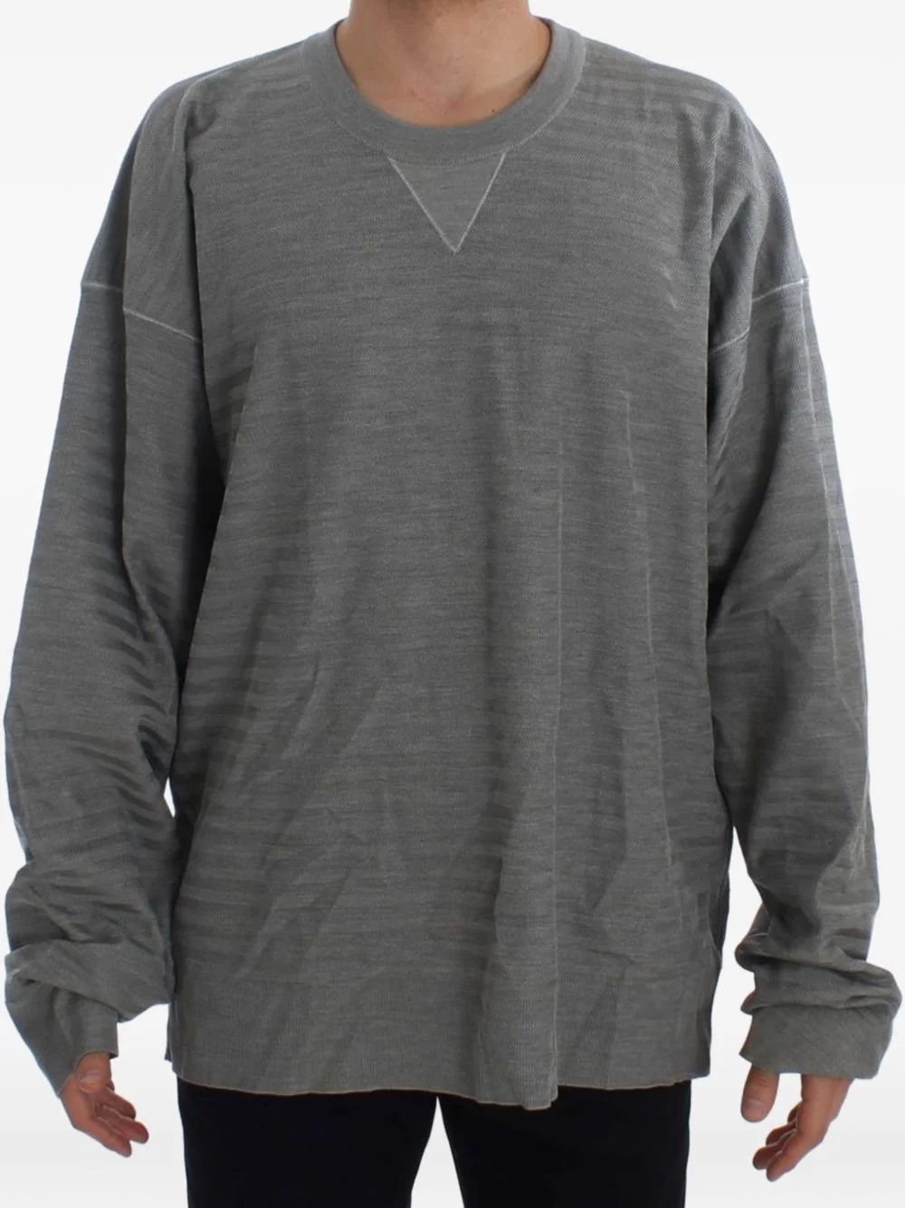 chevron-knit crew-neck sweater - 1