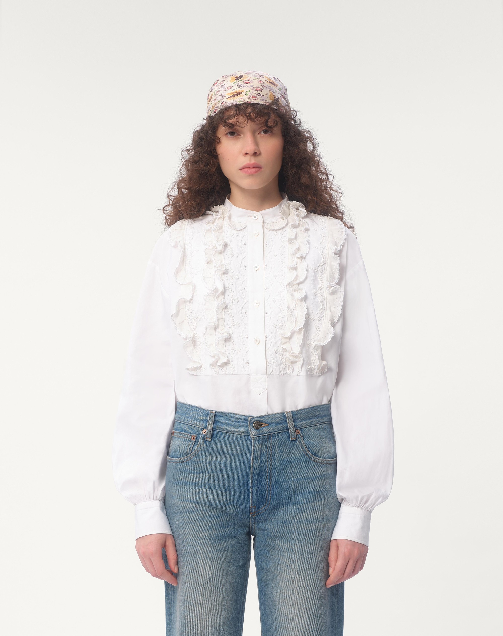 EMBROIDERED COTTON AND LINEN TOP - 5