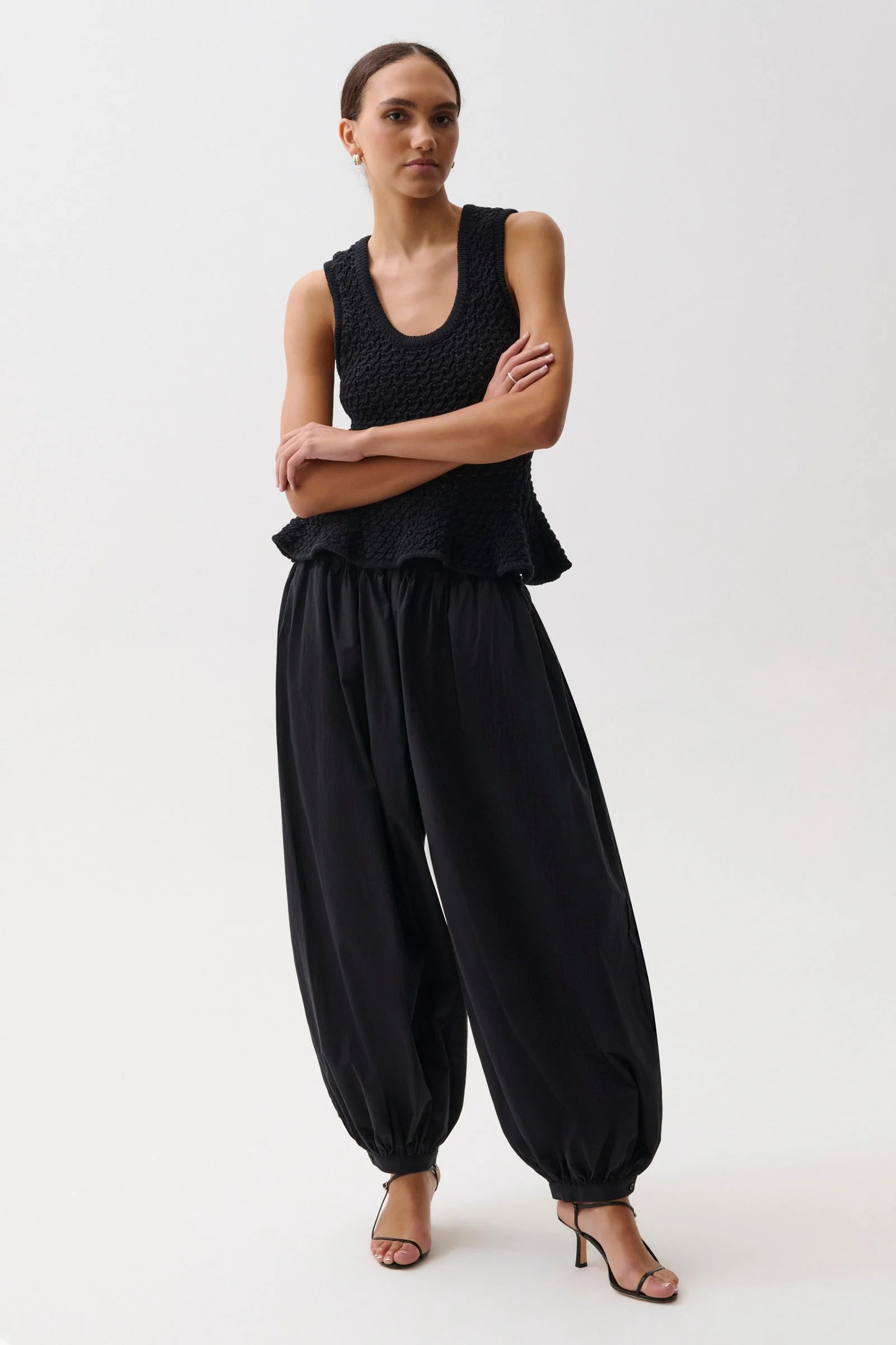 LIYA POPLIN BALLOON PANT - NOIR - 1