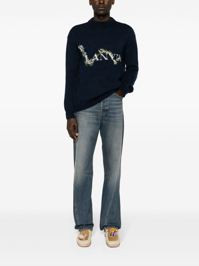 Lanvin Blue Logo Jacquard Sweater outlook
