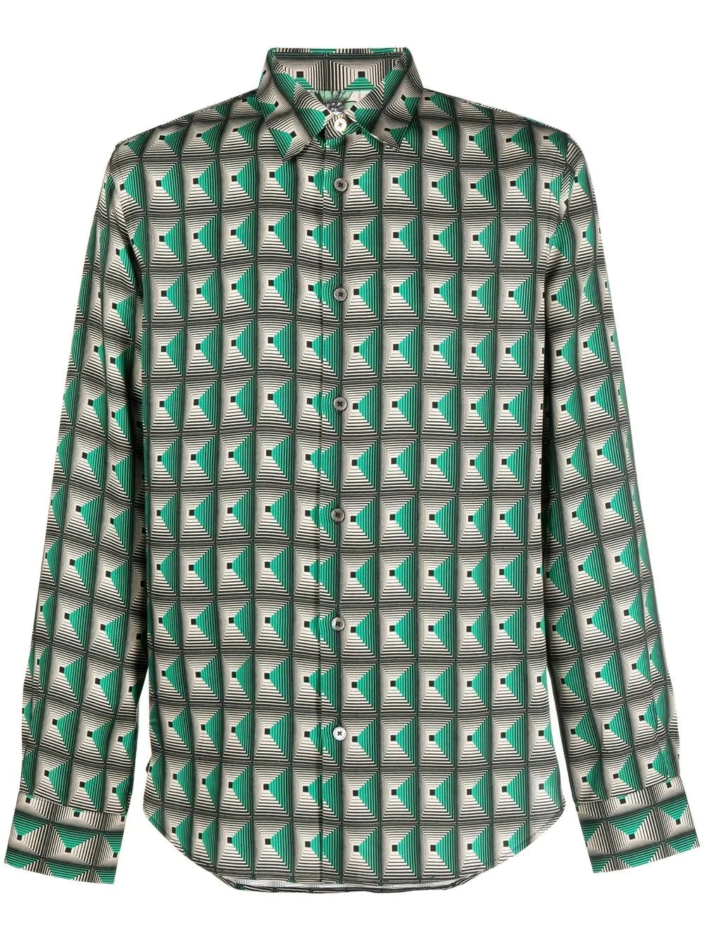 geometric-print lyocell shirt - 1