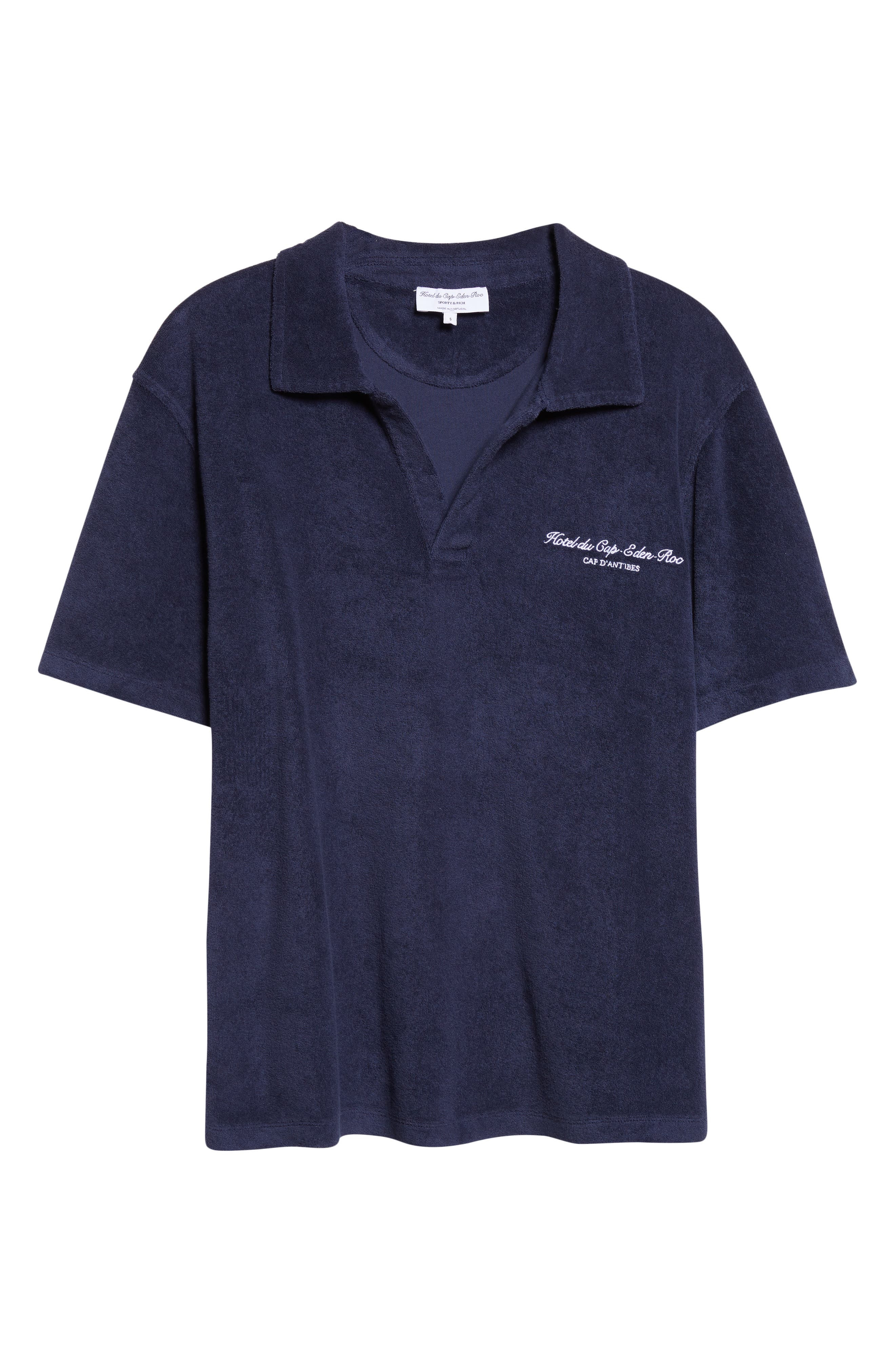 Sporty & Rich Eden Script Terry Polo in Dark Navy at Nordstrom - 6