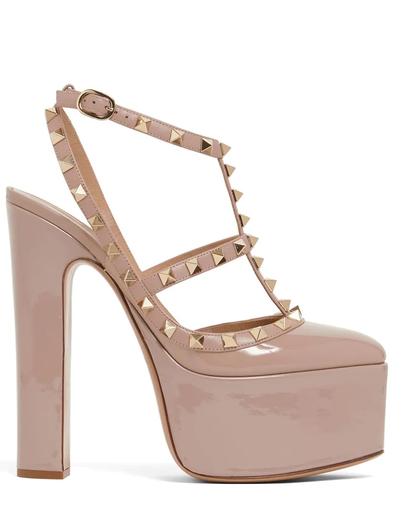 155MM ROCKSTUD PATENT LEATHER SANDALS - 1